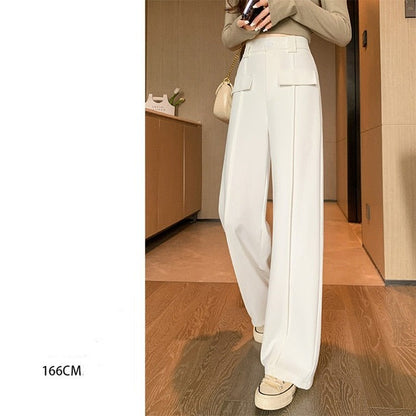 New Women's High Waisted Straight Casual Wide Leg Pants