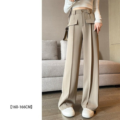 New Women's High Waisted Straight Casual Wide Leg Pants