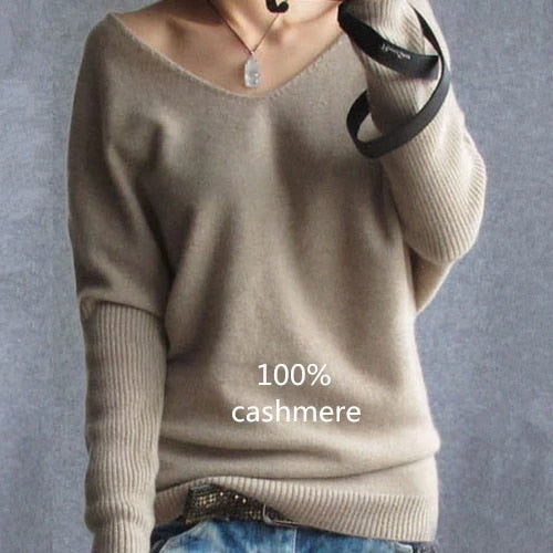 Women's V Neck Soft Cashmere Sweaters