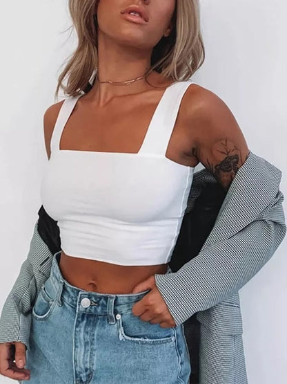 Basic Square Neck Sleeveless Summer Crop Top