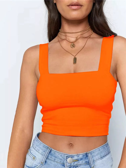 Basic Square Neck Sleeveless Summer Crop Top