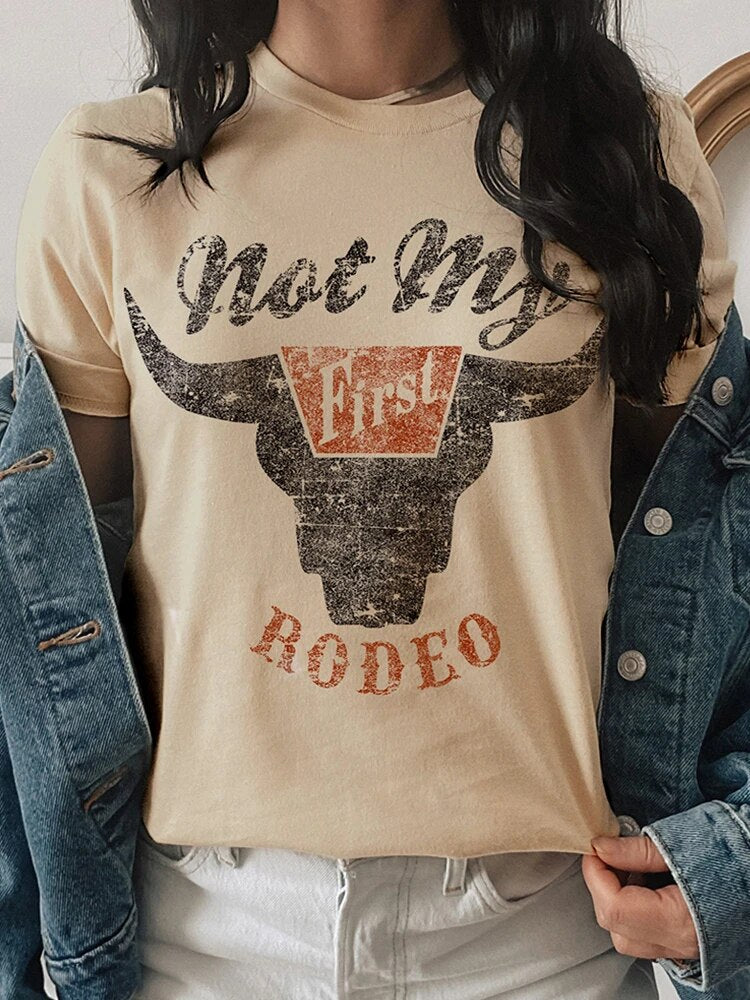 Vintage Rodeo Graphic Western Style Summer Women T-Shirts