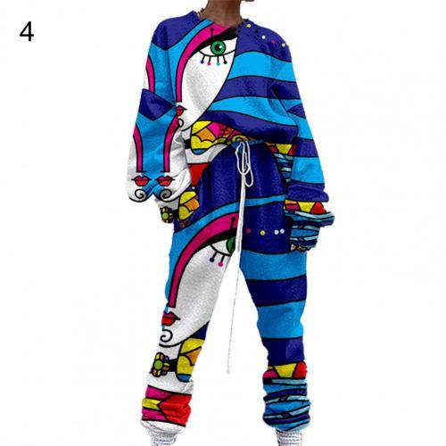 Autumn Elastic Waist Abstract Pattern Print Cool Tracksuit For Women