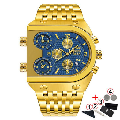 Mens Stainless Steel Golden Muscle Analog Watches