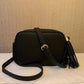 Tassel Black Leather Messenger Bag