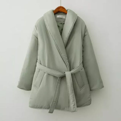 Women Fluffy Belted Elegant Outwear Coats