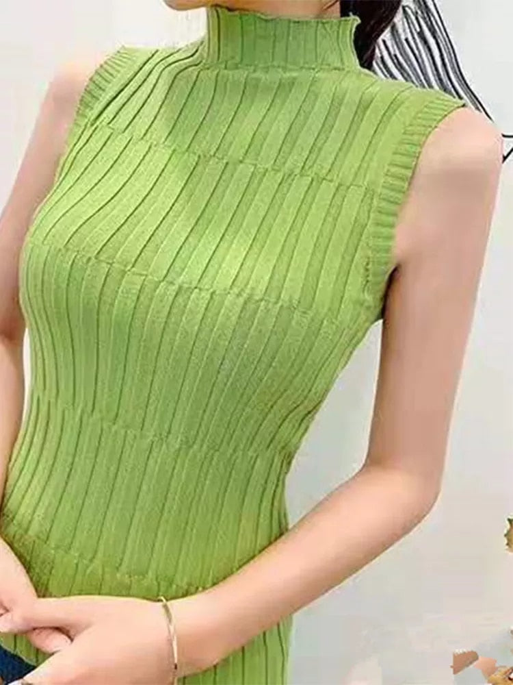 Spring Autumn Knitted Sleeveless Vest For Women