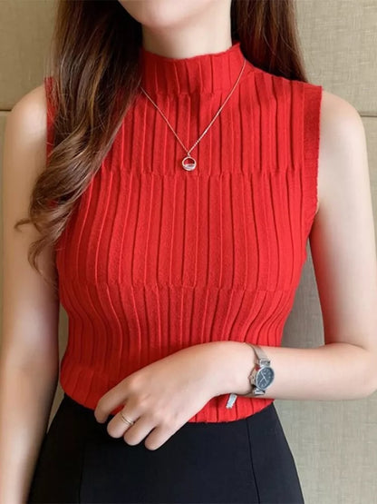 Spring Autumn Knitted Sleeveless Vest For Women