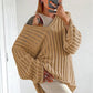 Women's V-Neck One-Shoulder Down Loose Winter Sweaters
