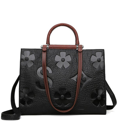 Womens Flower Pattern Genuine Leather Handbags