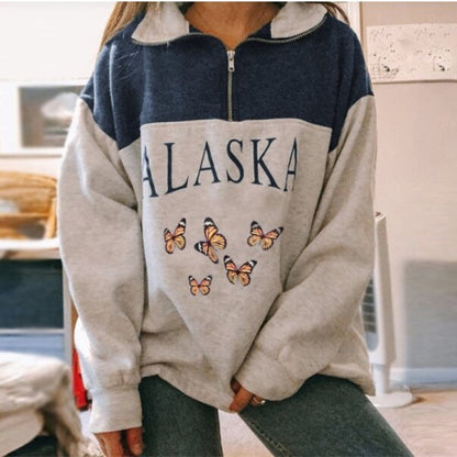 Womens Zipper Neck New Design Alaska Sweatshirts