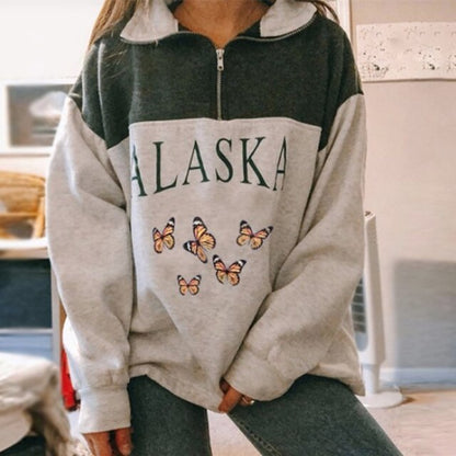 Womens Zipper Neck New Design Alaska Sweatshirts