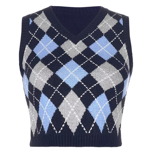 Women's Geometric Pattern Sleeveless Vest For Autumn Winter
