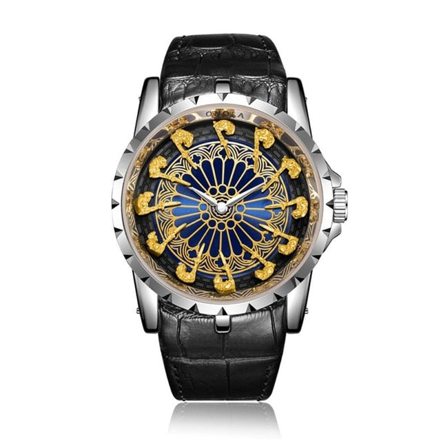 Mens Stainless Steel 3D Knight Figure Dial Watches