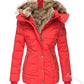 Womens Fur Collar Warm Inside Zipper Winter Parka Coat