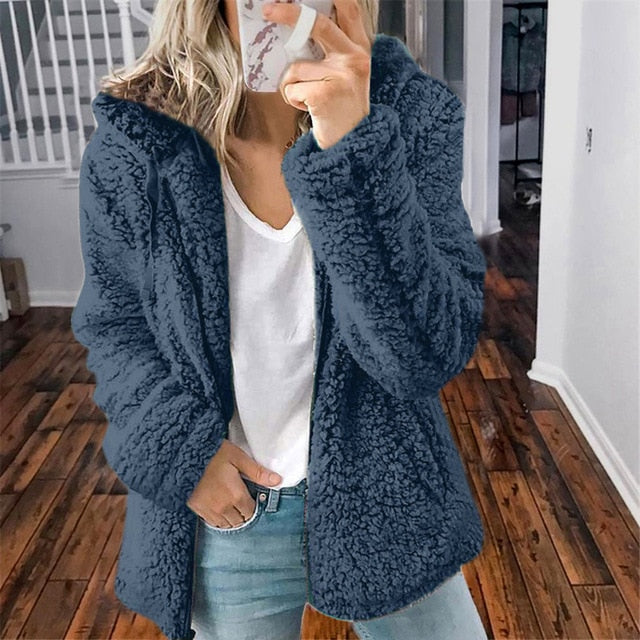 Women Fluffy Warm Cardigan Sweater