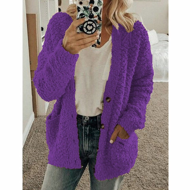 Autumn Soft Long Coat Women | Loose-Fit Knitted Cardigan Sweater with Buttons | Femme Outerwear Coat