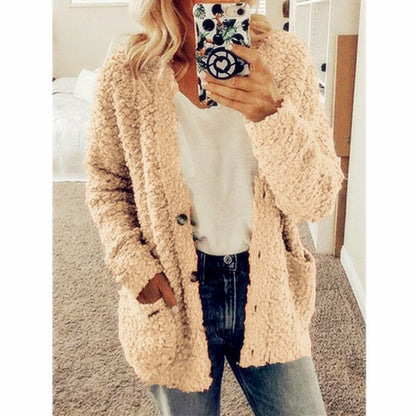 Autumn Soft Long Coat Women | Loose-Fit Knitted Cardigan Sweater with Buttons | Femme Outerwear Coat