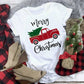 Women's Christmas Tree on Truck Printed T-Shirt