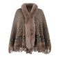 Womens Leopard Color Faux Fur Collar Thick Winter Warm Shawl Jackets