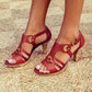 Womens Middle Heel Buckle Closure Summer Shoes