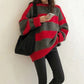 Women's Color Block Striped Loose Fit Winter Sweater