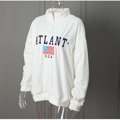 Womens Zip Up Closure Atlanta Manhattan USA Printed Hoodies