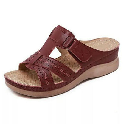 Summer Women Shoes Sandals – Open Toe Anti-slip PU Leather Casual Female Platform Shoes, Plus Size 35-43, Women Slippers