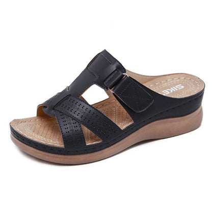 Summer Women Shoes Sandals – Open Toe Anti-slip PU Leather Casual Female Platform Shoes, Plus Size 35-43, Women Slippers