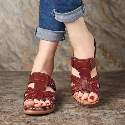 Summer Women Shoes Sandals – Open Toe Anti-slip PU Leather Casual Female Platform Shoes, Plus Size 35-43, Women Slippers