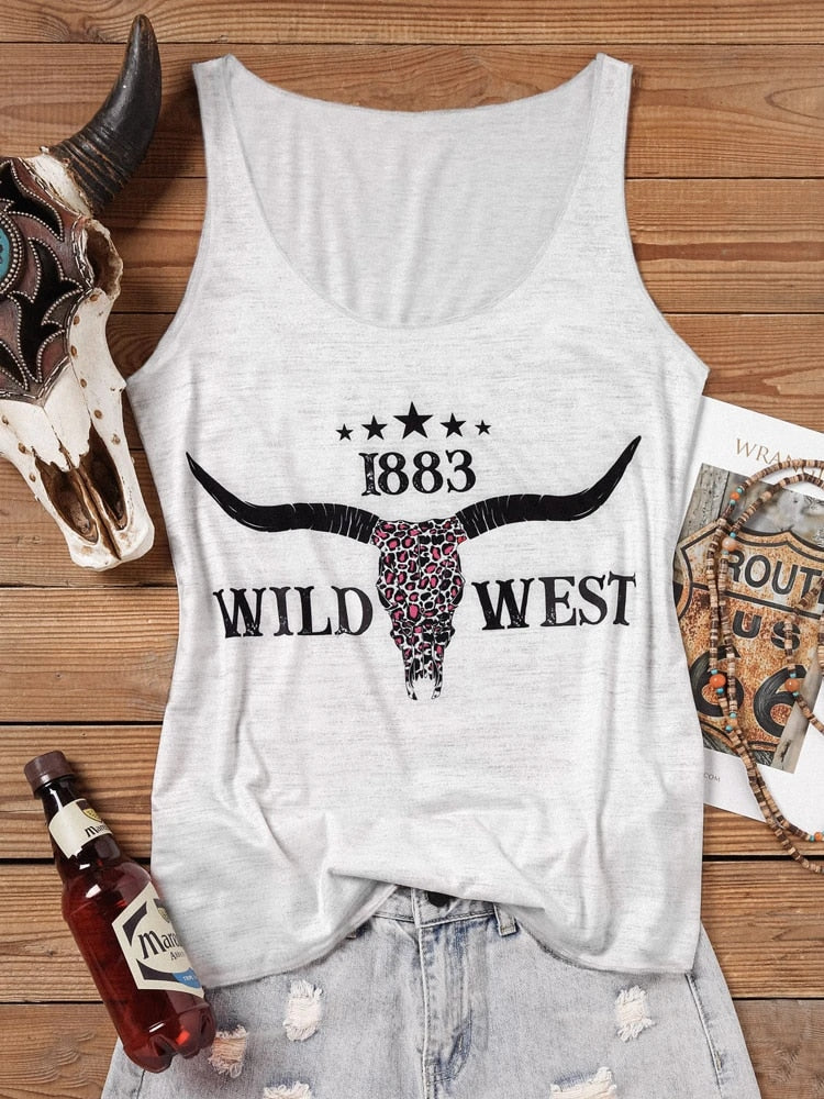 Wild West Western Graphic Women Tops