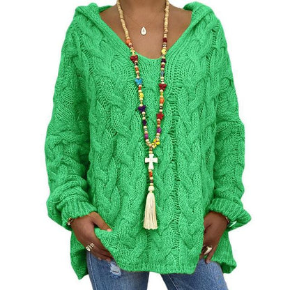 Women Clothing Autumn Knitted Design Hooded Sweaters
