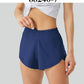 Side Zipper Bright Color Women Yoga Shorts