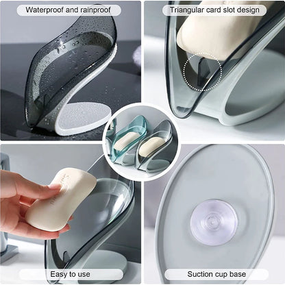 Non Slip Leaf Shape Bathroom Soap Holder