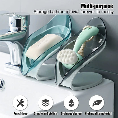 Non Slip Leaf Shape Bathroom Soap Holder