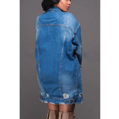 Women Casual Long Denim Jacket